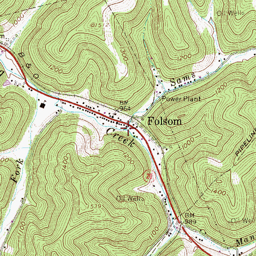 Topographic Map of Sams Run, WV