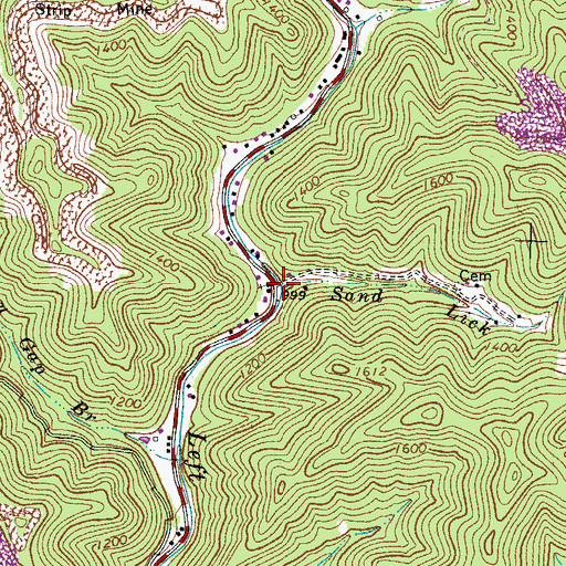 Topographic Map of Sand Lick, WV