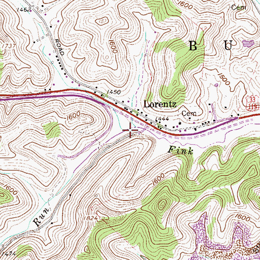 Topographic Map of Sauls Run, WV