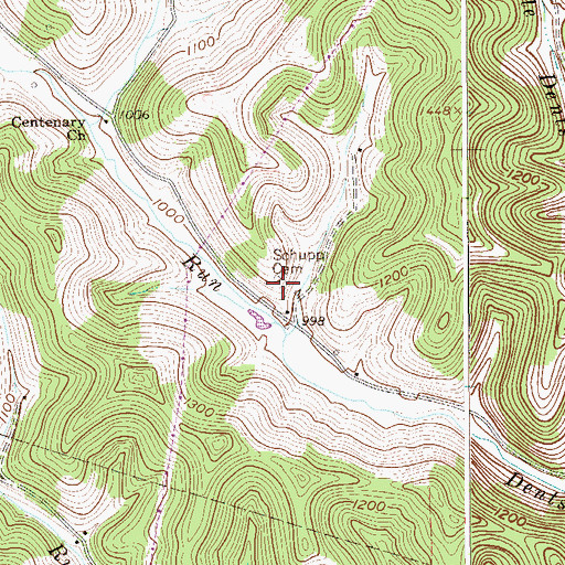 Topographic Map of Schupp Cemetery, WV