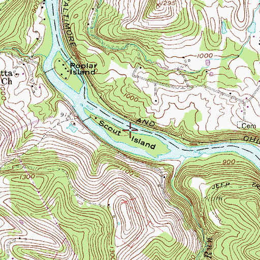 Topographic Map of Scout Island, WV