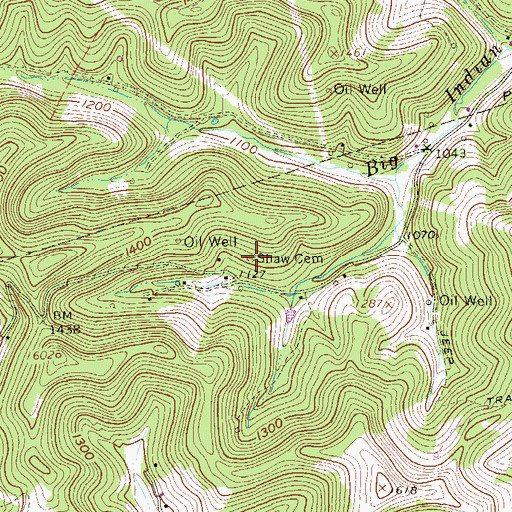 Topographic Map of Shaw Cemetery, WV