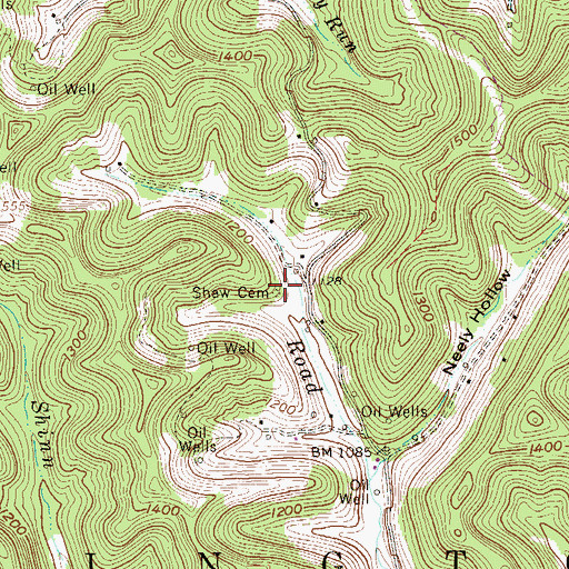 Topographic Map of Shaw Cemetery, WV