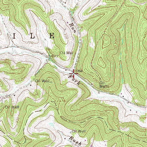 Topographic Map of Shaw Run, WV