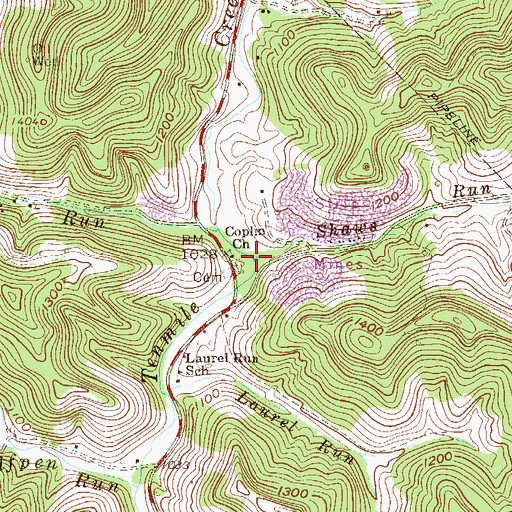Topographic Map of Shaws Run, WV