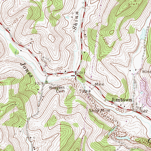 Topographic Map of Shinn Run, WV
