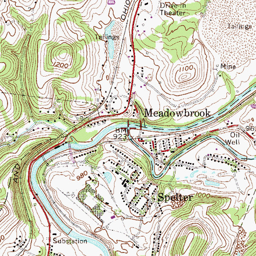 Topographic Map of Simpson Creek, WV
