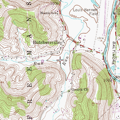 Topographic Map of Simpson Run, WV