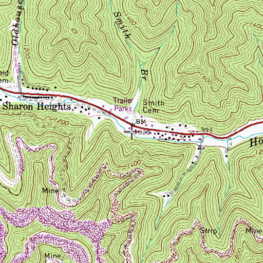 Topographic Map of Smith Branch, WV