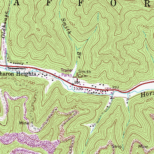 Topographic Map of Smith Cemetery, WV