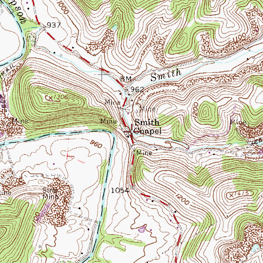 Topographic Map of Smith Chapel, WV