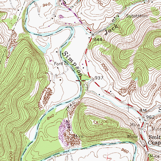 Topographic Map of Smith Run, WV