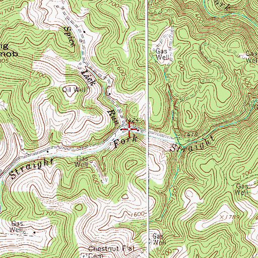 Topographic Map of Spice Lick Run, WV