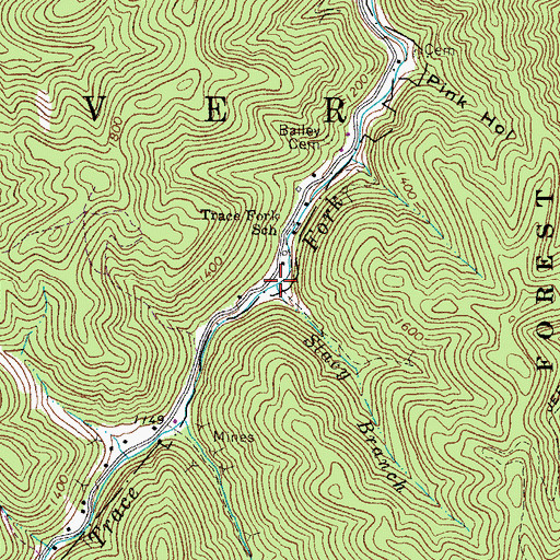 Topographic Map of Stacy Branch, WV