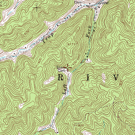 Topographic Map of Stacy Cemetery, WV