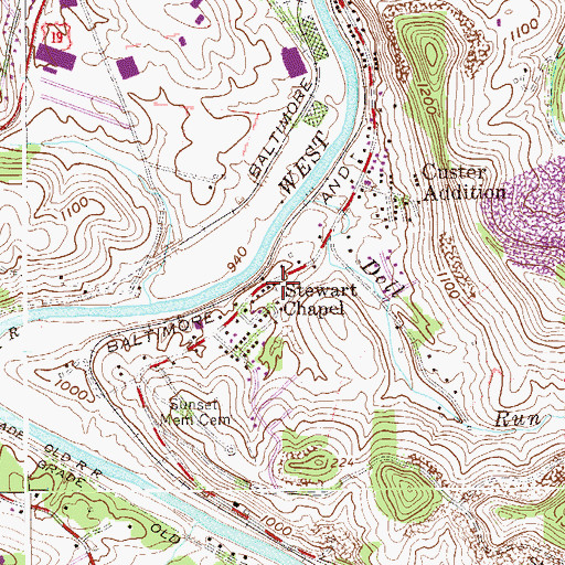 Topographic Map of Stewart Chapel, WV