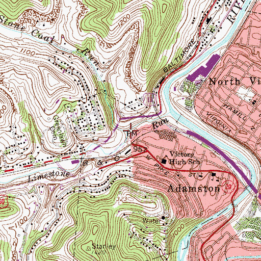 Topographic Map of Stone Coal Run, WV