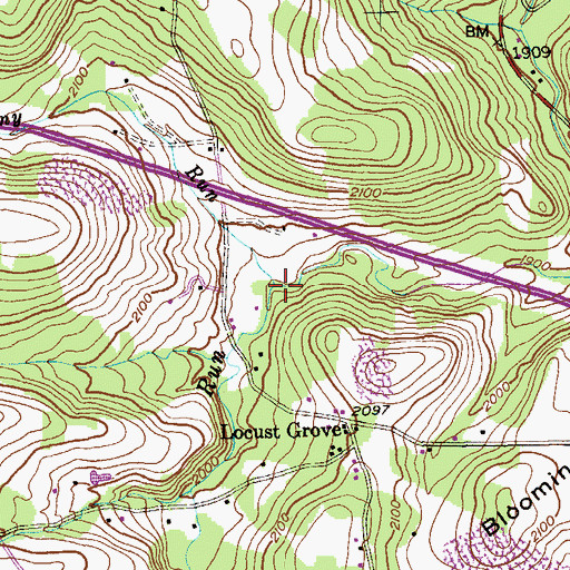 Topographic Map of Stony Run, WV
