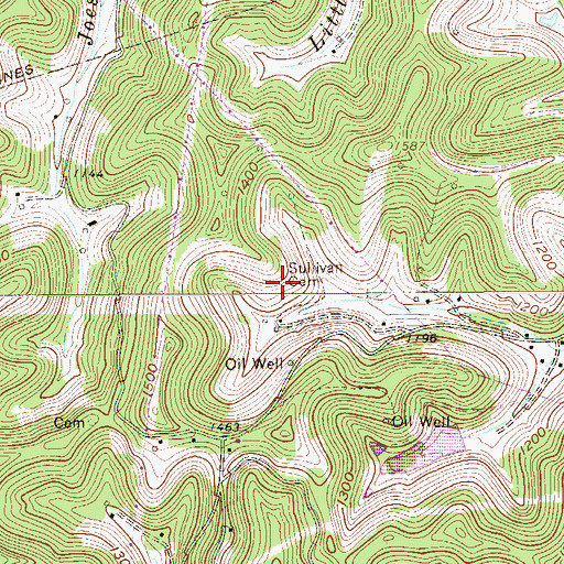 Topographic Map of Sullivan Cemetery, WV