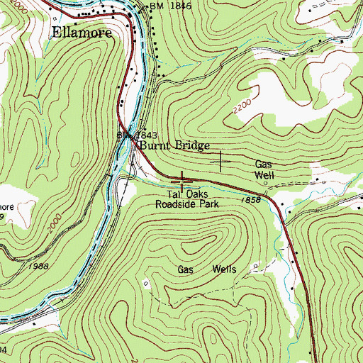 Topographic Map of Tall Oaks Roadside Park, WV
