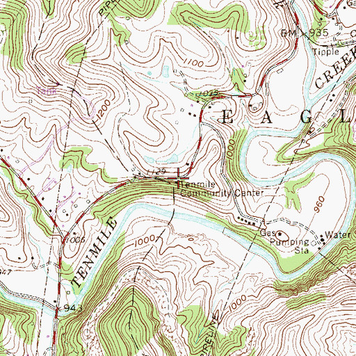 Topographic Map of Tenmile Community Center, WV