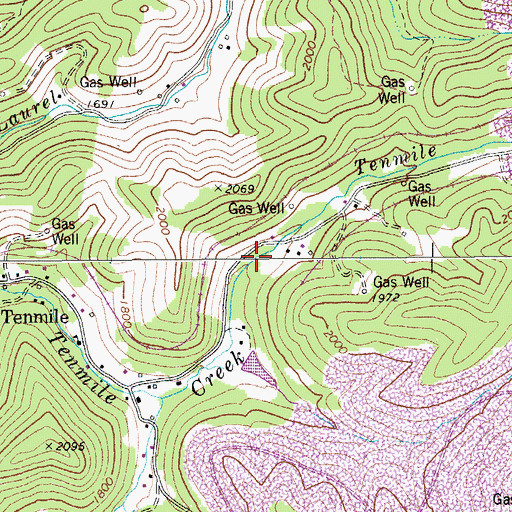Topographic Map of Tenmile Creek, WV