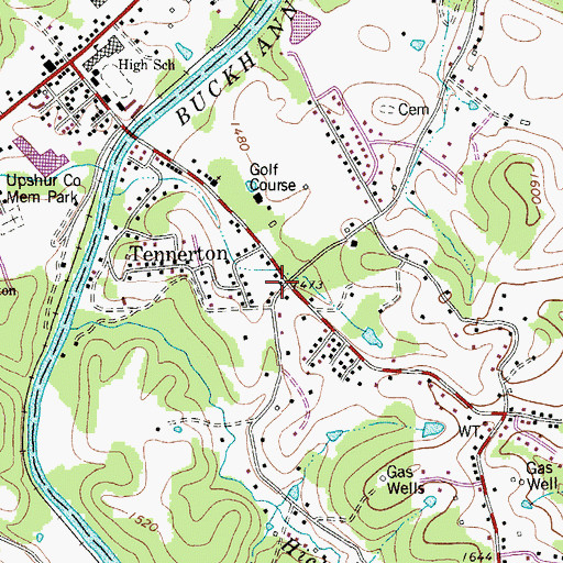 Topographic Map of Tennerton, WV