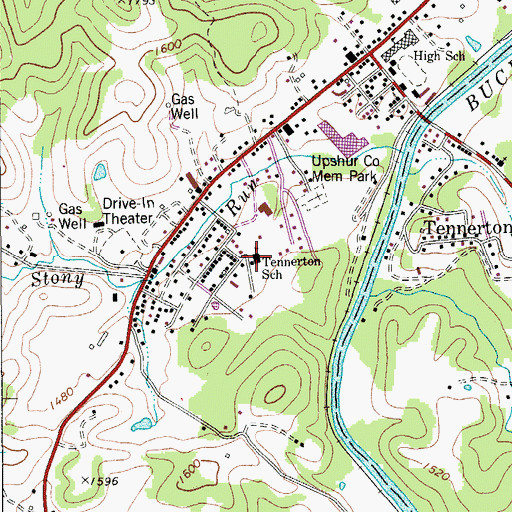 Topographic Map of Tennerton School (historical), WV