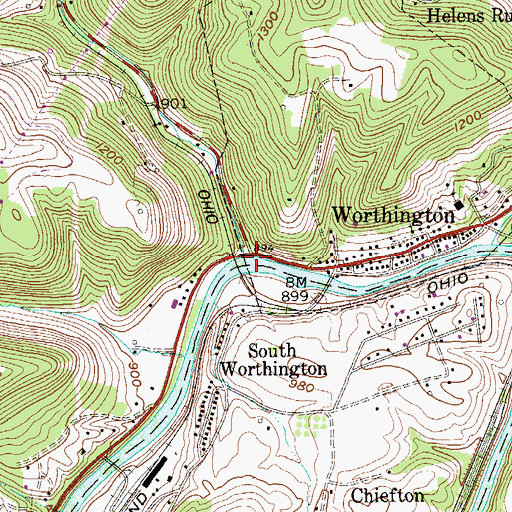 Topographic Map of Tevebaugh Creek, WV