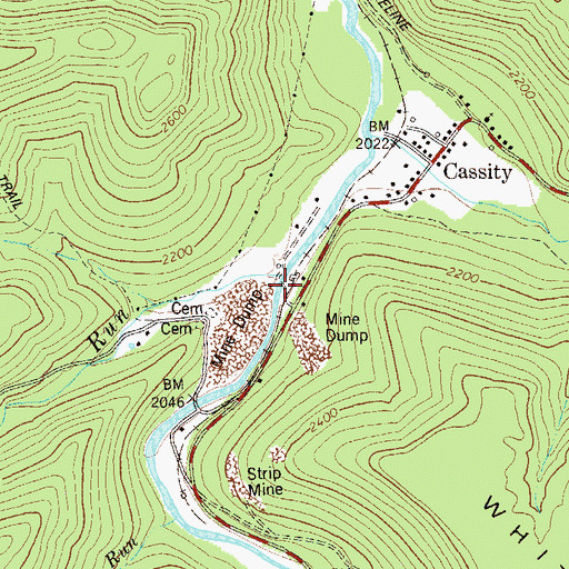 Topographic Map of Three Forks Run, WV