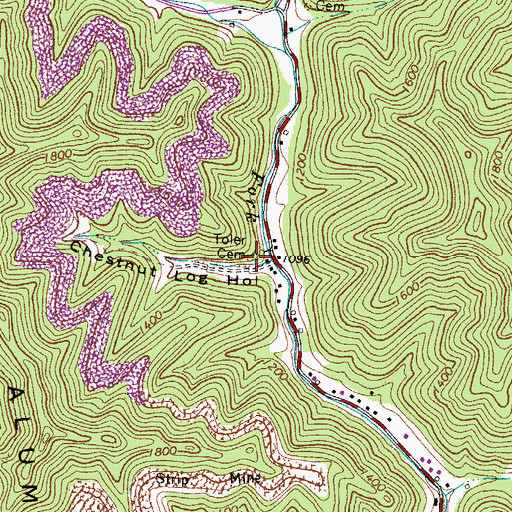 Topographic Map of Toler Cemetery, WV