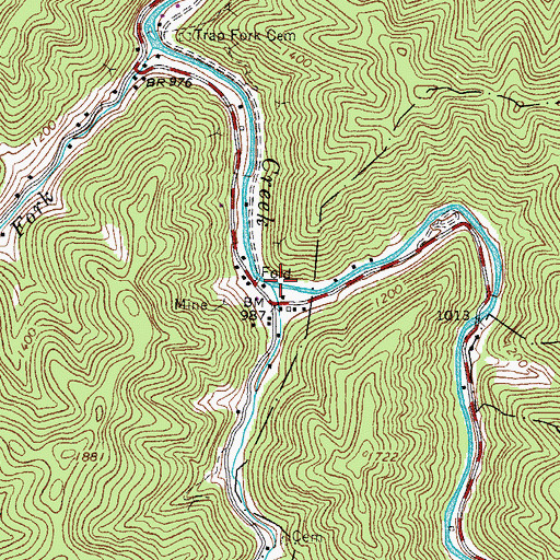 Topographic Map of Trace Fork, WV