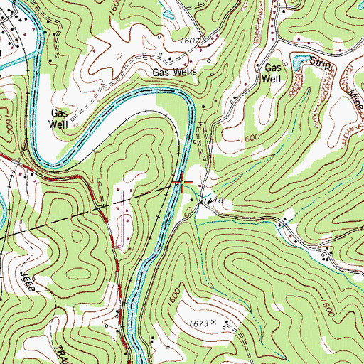 Topographic Map of Trubie Run, WV