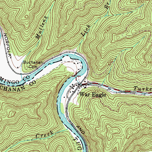 Topographic Map of Turkey Creek, WV