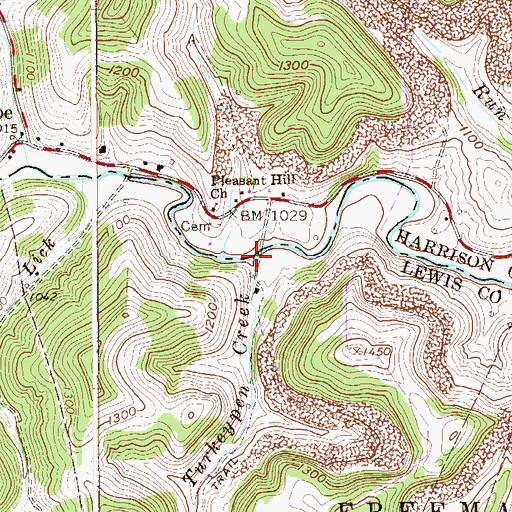 Topographic Map of Turkeypen Creek, WV