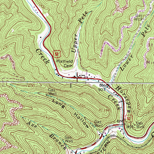 Topographic Map of Upper Pete Branch, WV