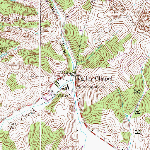 Topographic Map of Valley Chapel United Methodist Church, WV