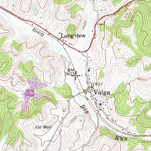 Topographic Map of Wash Run, WV