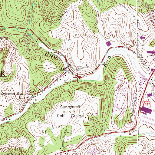 Topographic Map of Washburncamp Run, WV