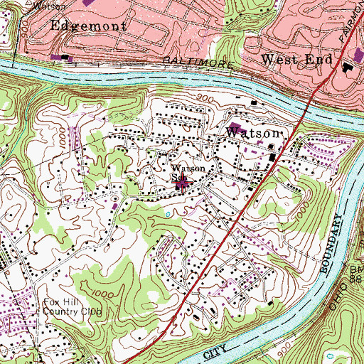 Topographic Map of Watson Elementary School, WV