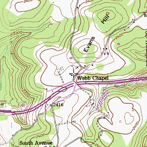 Topographic Map of Webb Chapel United Methodist Church, WV