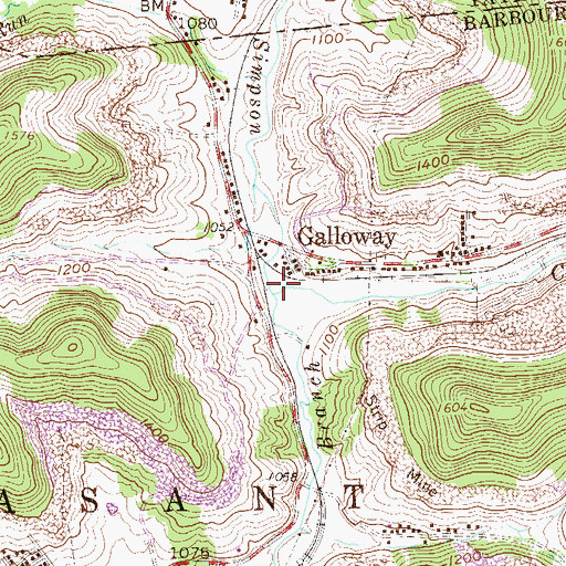 Topographic Map of West Branch Simpson Creek, WV