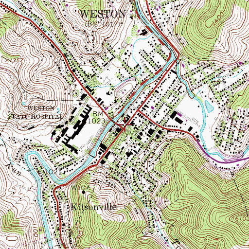 Topographic Map of Weston, WV