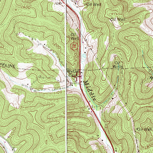 Topographic Map of Wetzel Cemetery, WV