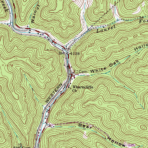 Topographic Map of White Oak Hollow, WV