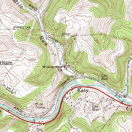 Topographic Map of Willow Tree Church, WV