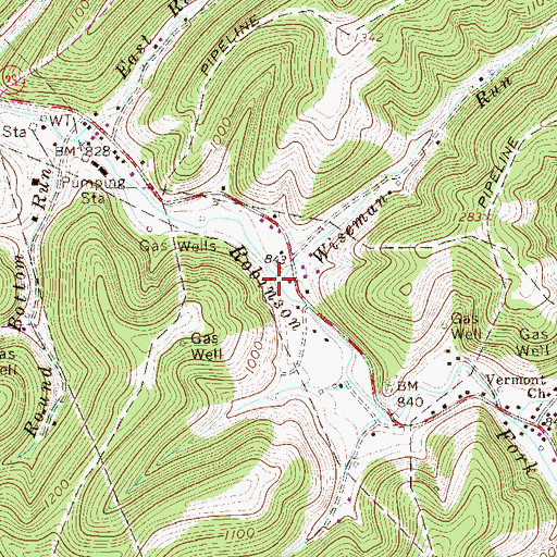 Topographic Map of Wiseman Run, WV