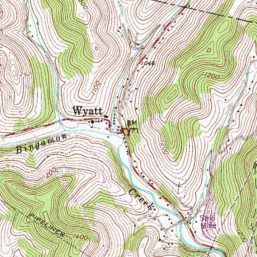 Topographic Map of Wyatt, WV