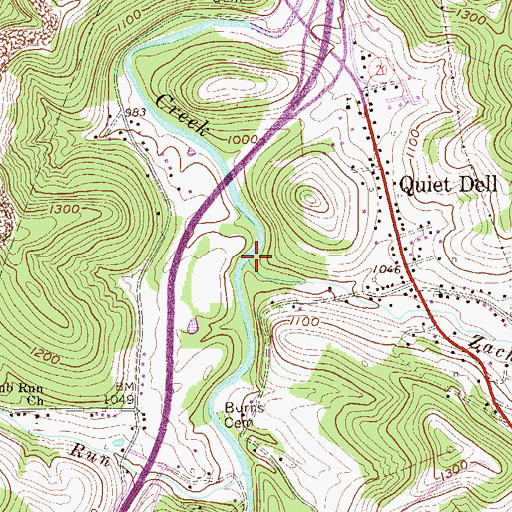 Topographic Map of Zachs Run, WV