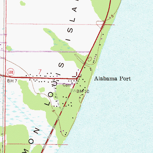 Topographic Map of Alabama Port, AL